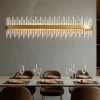 Lampadari Moderni-Selezionato da Mazzolaluce Lampadario moderno ovale finitura oro con cristalli