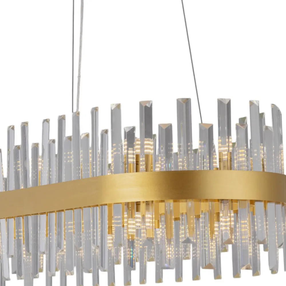 Lampadari Moderni-Selezionato da Mazzolaluce Lampadario moderno ovale finitura oro con cristalli
