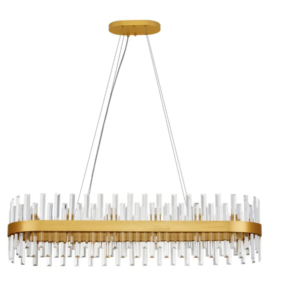Lampadari Moderni-Selezionato da Mazzolaluce Lampadario moderno ovale finitura oro con cristalli