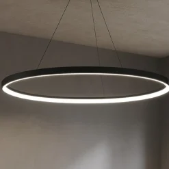 Lampadari Moderni-Vivida International Lampadario moderno ovale nero 80cm led 50w 3000k 4000k vivida lifering-o