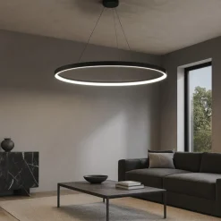 Lampadari Moderni-Vivida International Lampadario moderno ovale nero 80cm led 50w 3000k 4000k vivida lifering-o