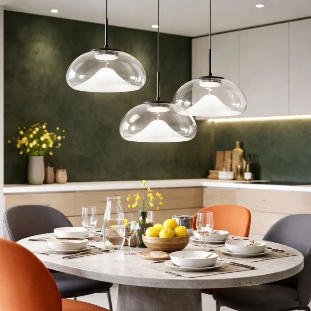 Lampadari Moderni-Fabas Luce Lampadario moderno 3 pendenti in vetro trasparente brena