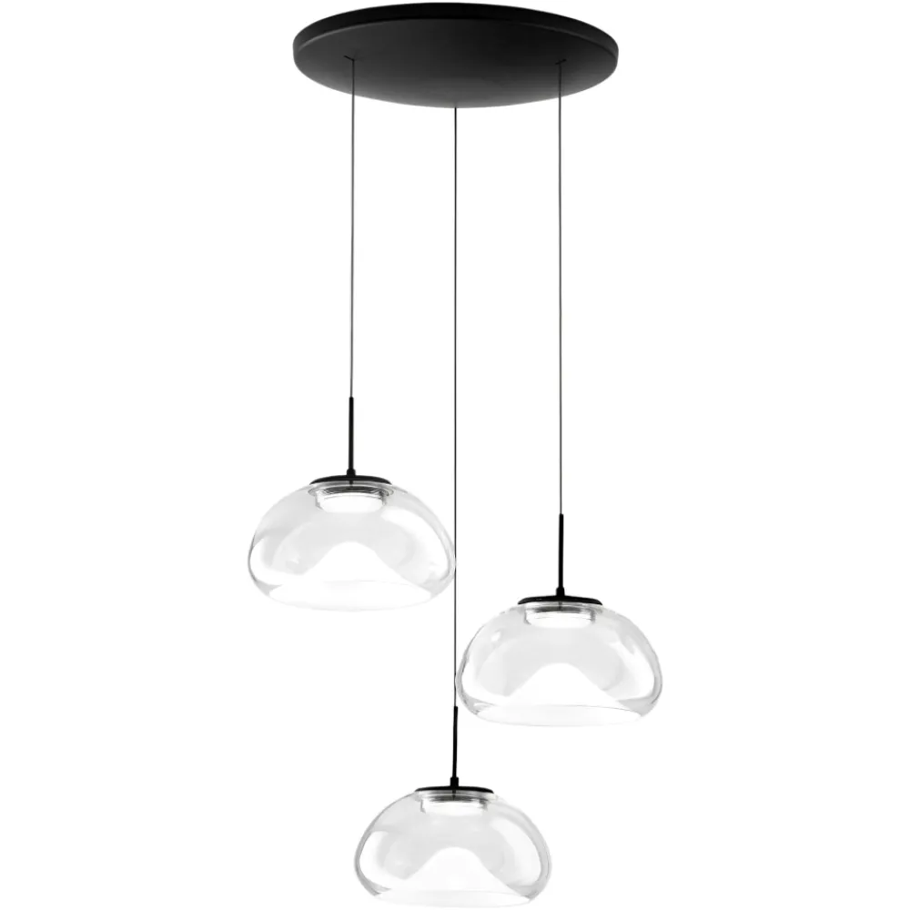 Lampadari Moderni-Fabas Luce Lampadario moderno 3 pendenti in vetro trasparente brena