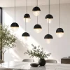 Lampadari Moderni-Selezionato da Mazzolaluce Lampadario moderno 8 pendenti in marmo nero e vetro elegante per tavolo sala da pranzo