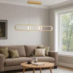 Lampadari Moderni-Selezionato da Mazzolaluce Lampadario moderno per salotto oro led 3000k dimmerabile