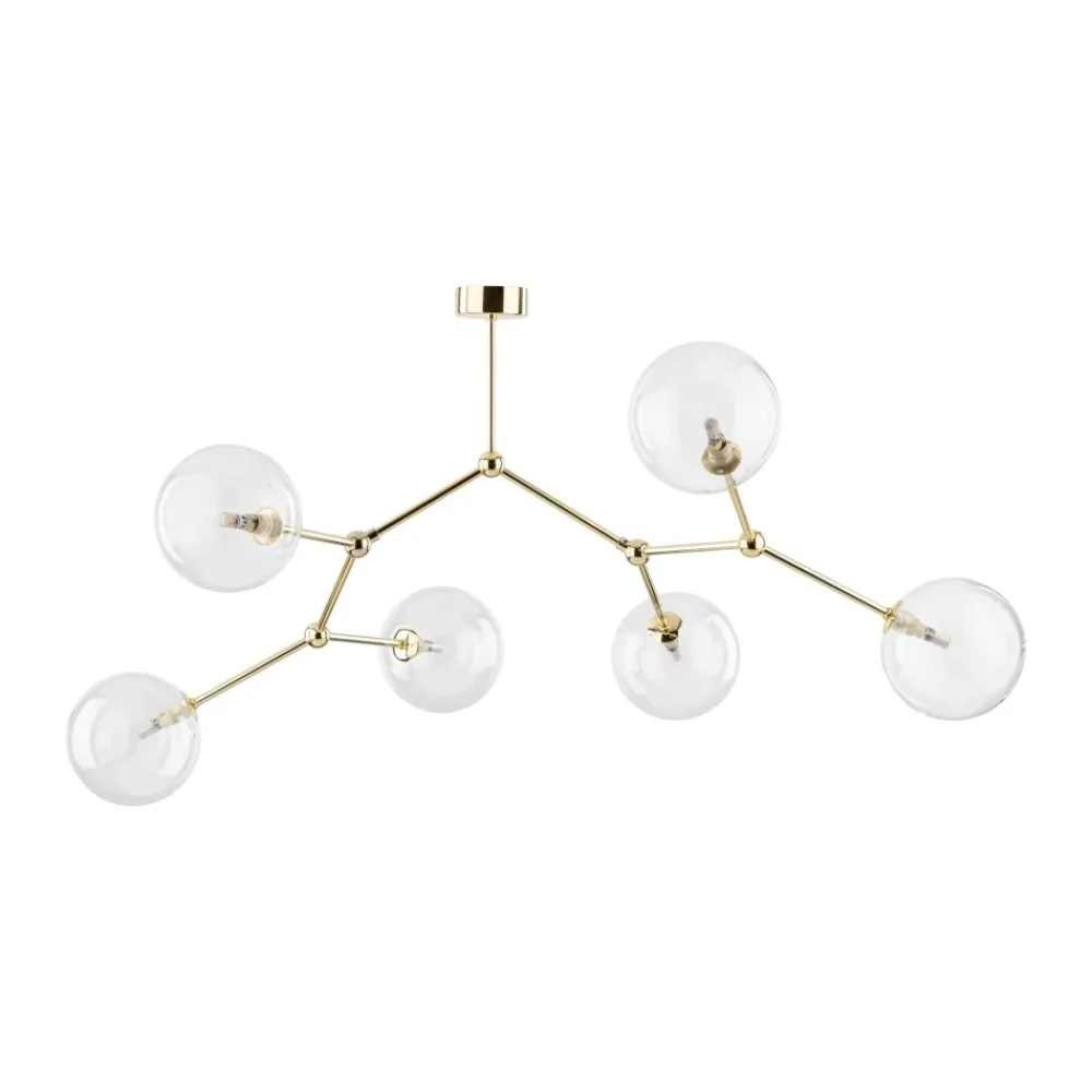 Lampadari Moderni-Selezionato da Mazzolaluce Lampadario moderno per salotto oro 6 bocce trasparenti