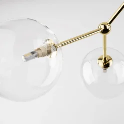 Lampadari Moderni-Selezionato da Mazzolaluce Lampadario moderno per salotto oro 6 bocce trasparenti