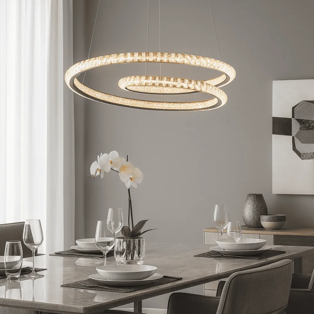 Lampadari Moderni-Selezionato da Mazzolaluce Lampadario moderno per salotto nero led 45w 3000k dimmerabile