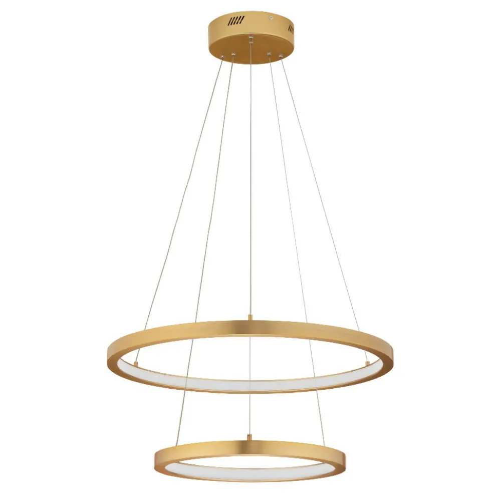 Lampadari Moderni-Selezionato da Mazzolaluce Lampadario moderno per salotto anelli oro led 60w 3000k