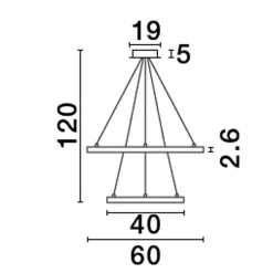 Lampadari Moderni-Selezionato da Mazzolaluce Lampadario moderno per salotto anelli oro led 60w 3000k