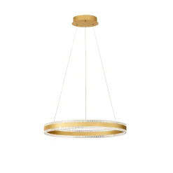Lampadari Moderni-Selezionato da Mazzolaluce Lampadario moderno per salotto anello oro led 3000k dimmerabile
