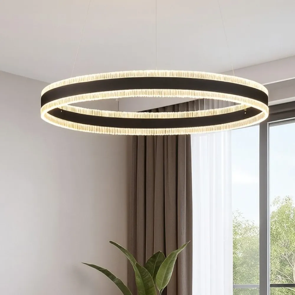Lampadari Moderni-Selezionato da Mazzolaluce Lampadario moderno per salotto colore nero led 3000k dimmerabile