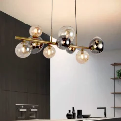 Lampadari Moderni-Selezionato da Mazzolaluce Lampadario moderno per soggiorno oro sfere di vetro