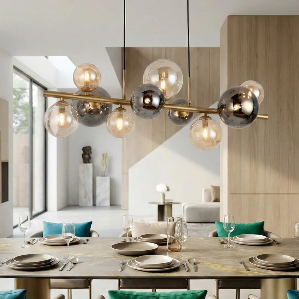 Lampadari Moderni-Selezionato da Mazzolaluce Lampadario moderno per soggiorno oro sfere di vetro