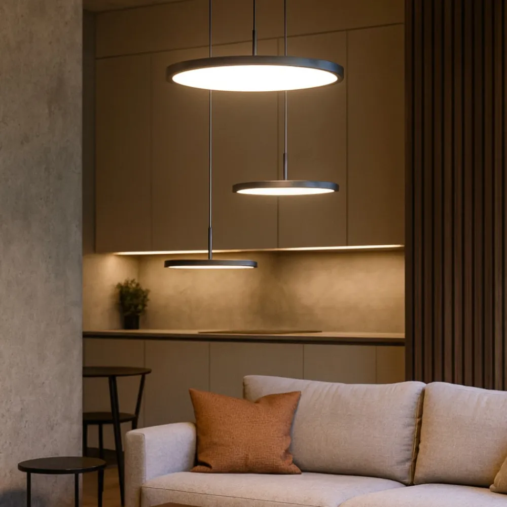 Lampadari Moderni-Vivida International Lampadario moderno per soggiorno led 45w 3000k 4000k nero vivida