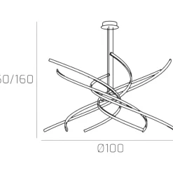 Lampadari Moderni-Top Light Lampadario moderno per soggiorno led 88w 4000k toplight tornado
