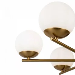 Lampadari Moderni-Maytoni Lampadario moderno per soggiorno colore oro 6 luci sferiche vetro bianco