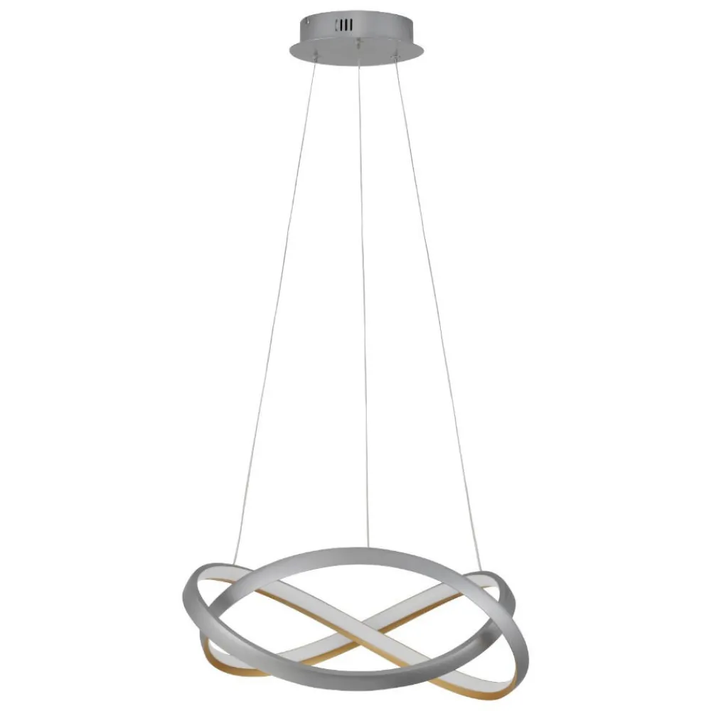 Lampadari Moderni-Selezionato da Mazzolaluce Lampadario moderno per soggiorno grigio oro led 40w 3500k 5000k con telecomando