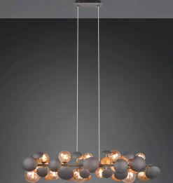 Lampadari Moderni-Selezionato da Mazzolaluce Lampadario moderno per soggiorno antracite sfere ambra