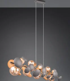 Lampadari Moderni-Selezionato da Mazzolaluce Lampadario moderno per soggiorno antracite sfere ambra