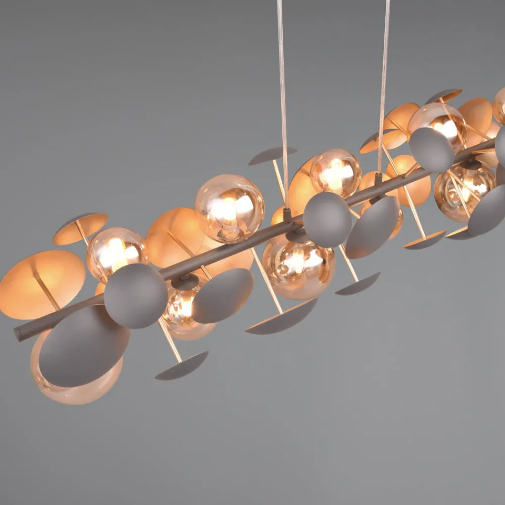 Lampadari Moderni-Selezionato da Mazzolaluce Lampadario moderno per soggiorno antracite sfere ambra