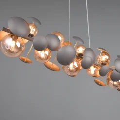 Lampadari Moderni-Selezionato da Mazzolaluce Lampadario moderno per soggiorno antracite sfere ambra