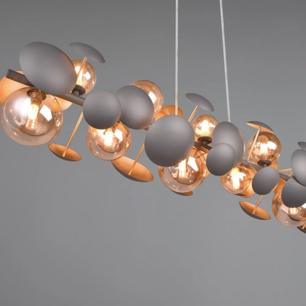 Lampadari Moderni-Selezionato da Mazzolaluce Lampadario moderno per soggiorno antracite sfere ambra