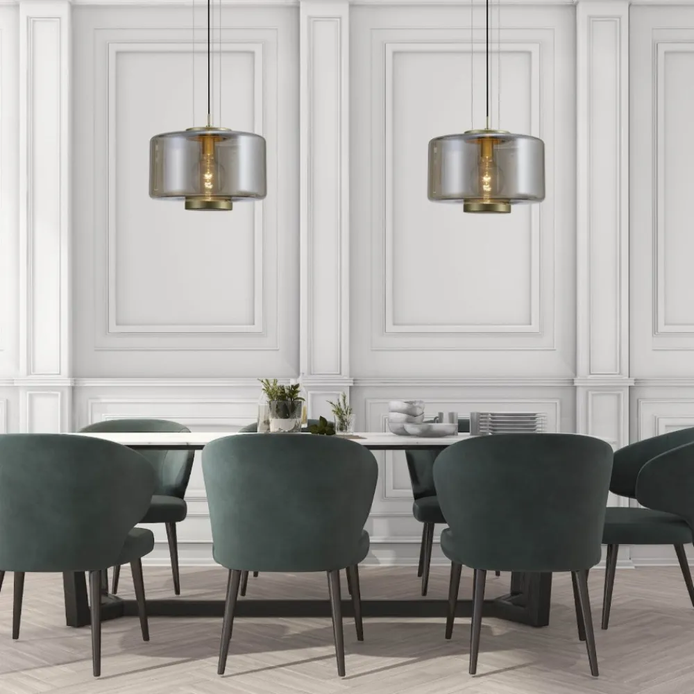Lampadari Moderni-Selezionato da Mazzolaluce Lampadario moderno per soggiorno vetro bronzo