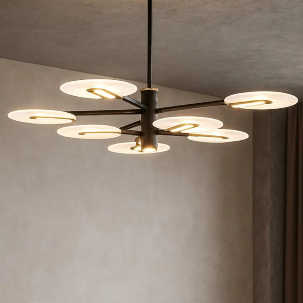 Lampadari Moderni-Selezionato da Mazzolaluce Lampadario moderno per soggiorno nero e oro led 3000k