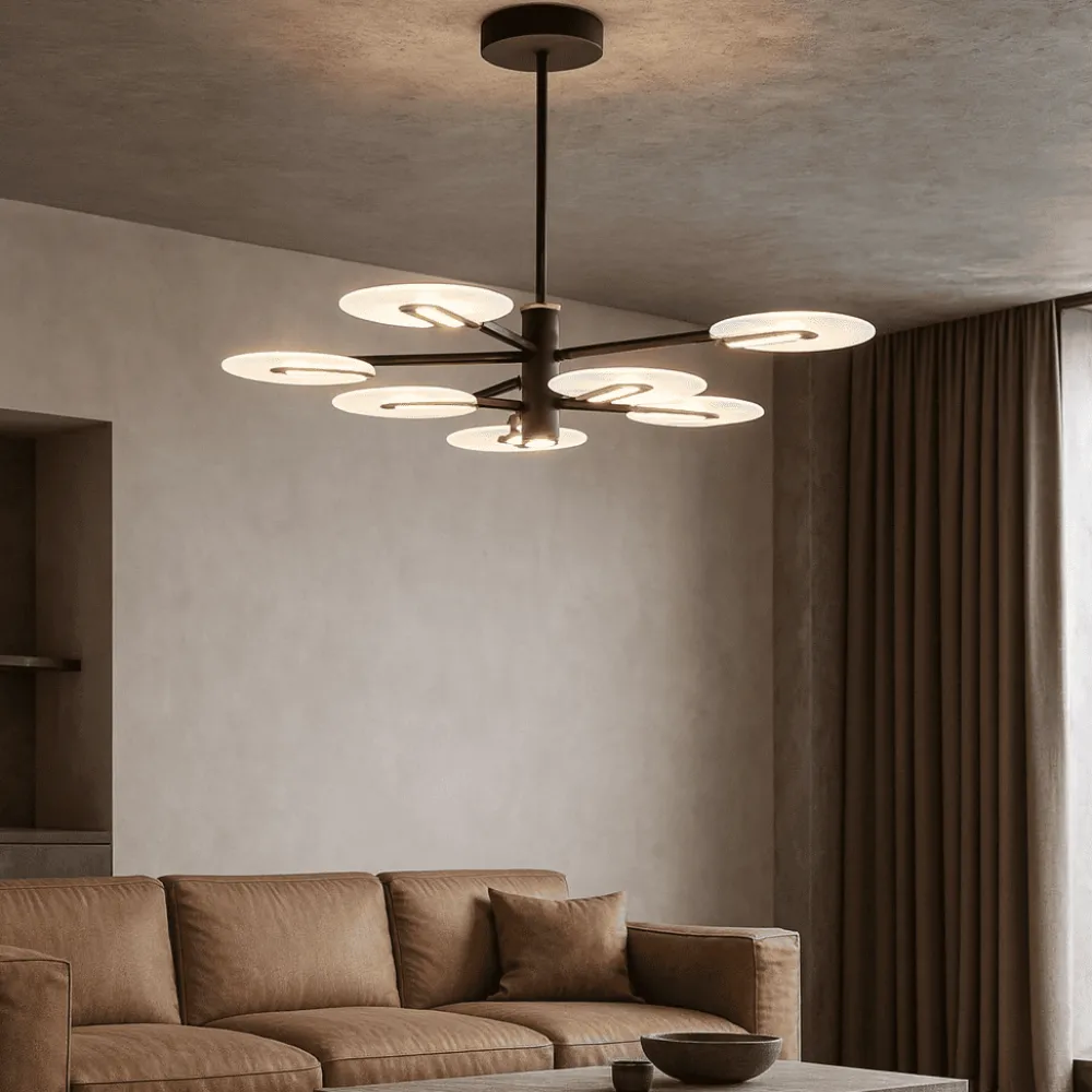 Lampadari Moderni-Selezionato da Mazzolaluce Lampadario moderno per soggiorno nero e oro led 3000k