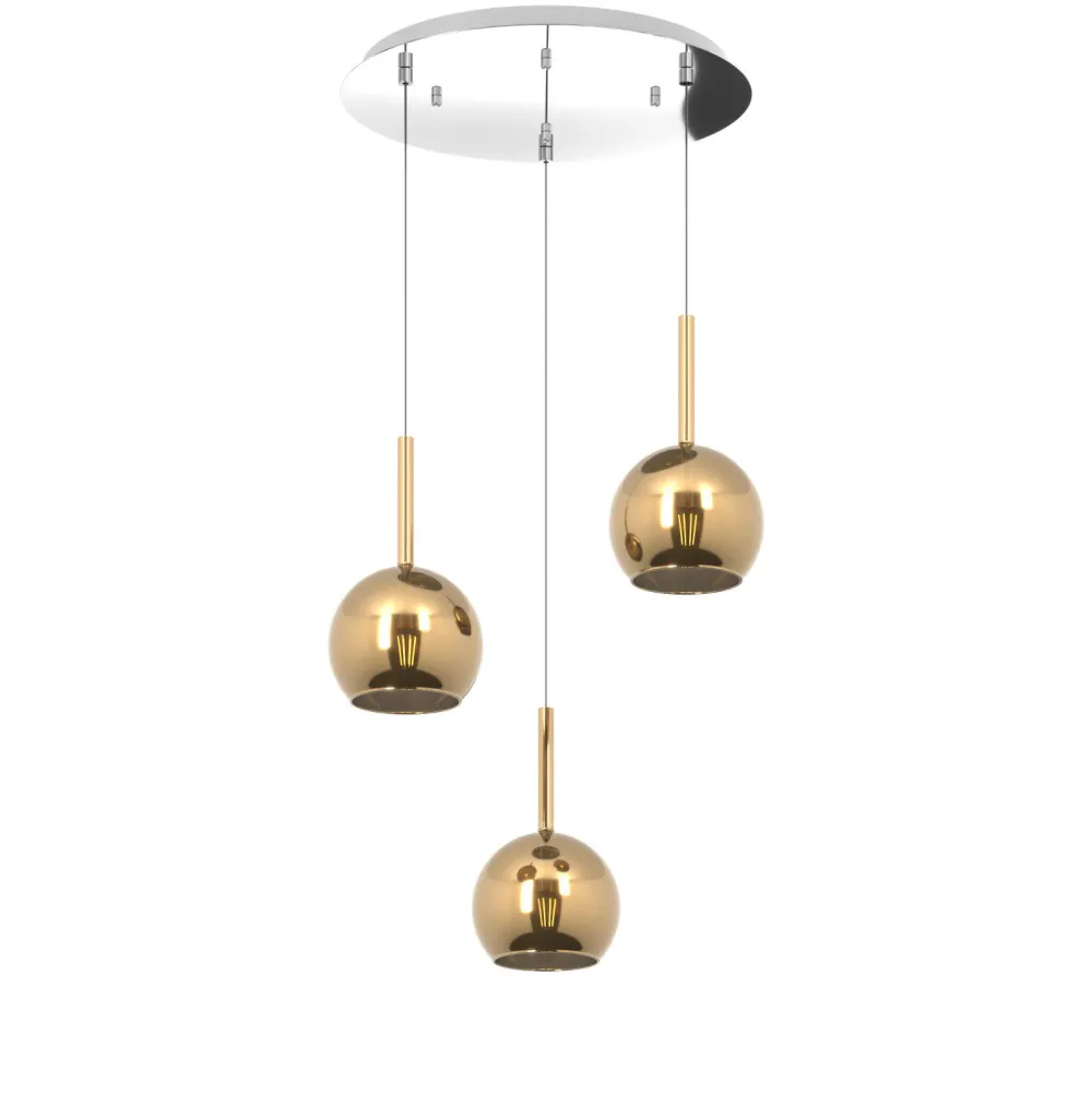 Lampadari Moderni-Top Light Lampadario moderno per soggiorno 3 vetri oro
