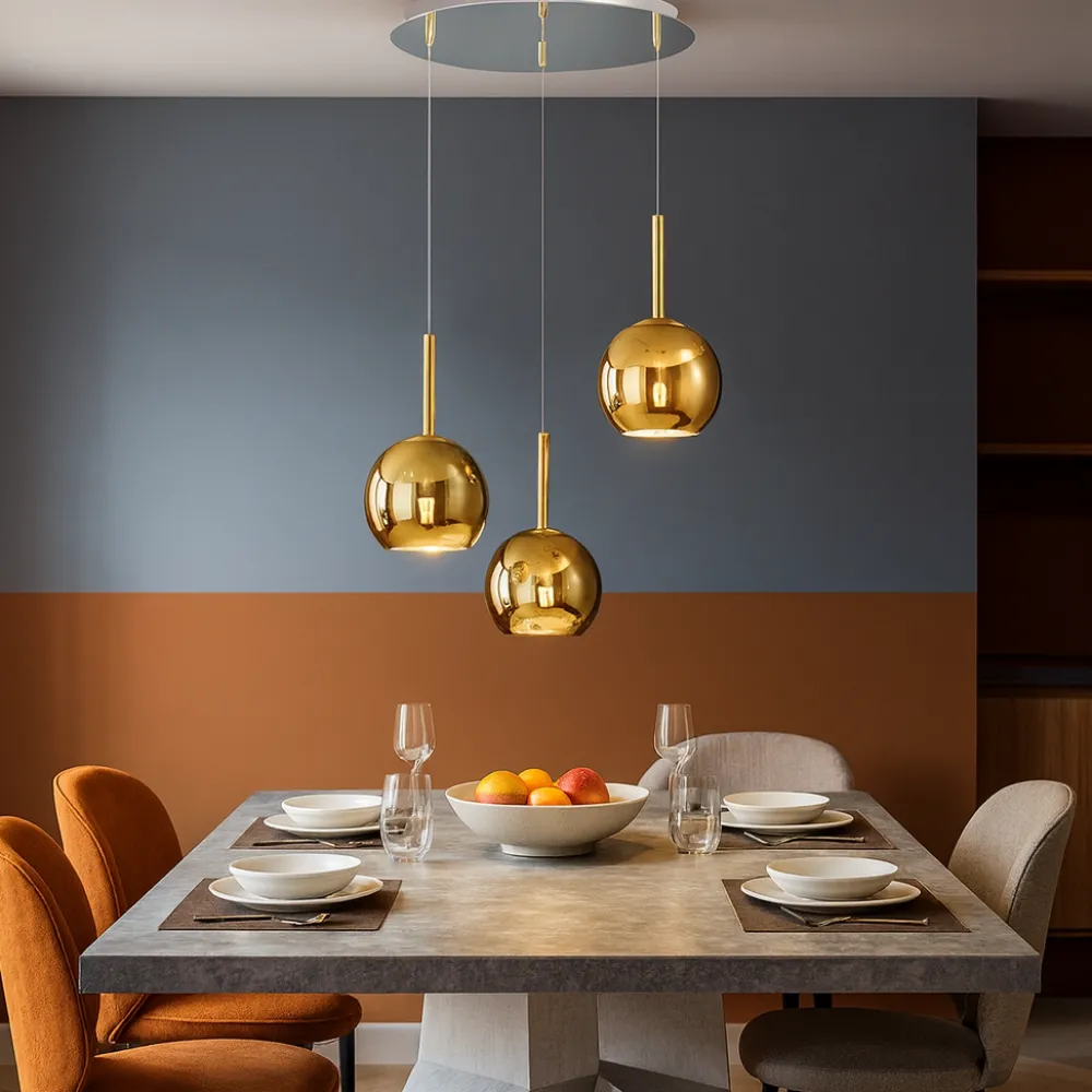Lampadari Moderni-Top Light Lampadario moderno per soggiorno 3 vetri oro