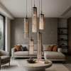 Lampadari Moderni-Selezionato da Mazzolaluce Lampadario moderno per soggiorno 5 vetri moka led 3000k design moderno