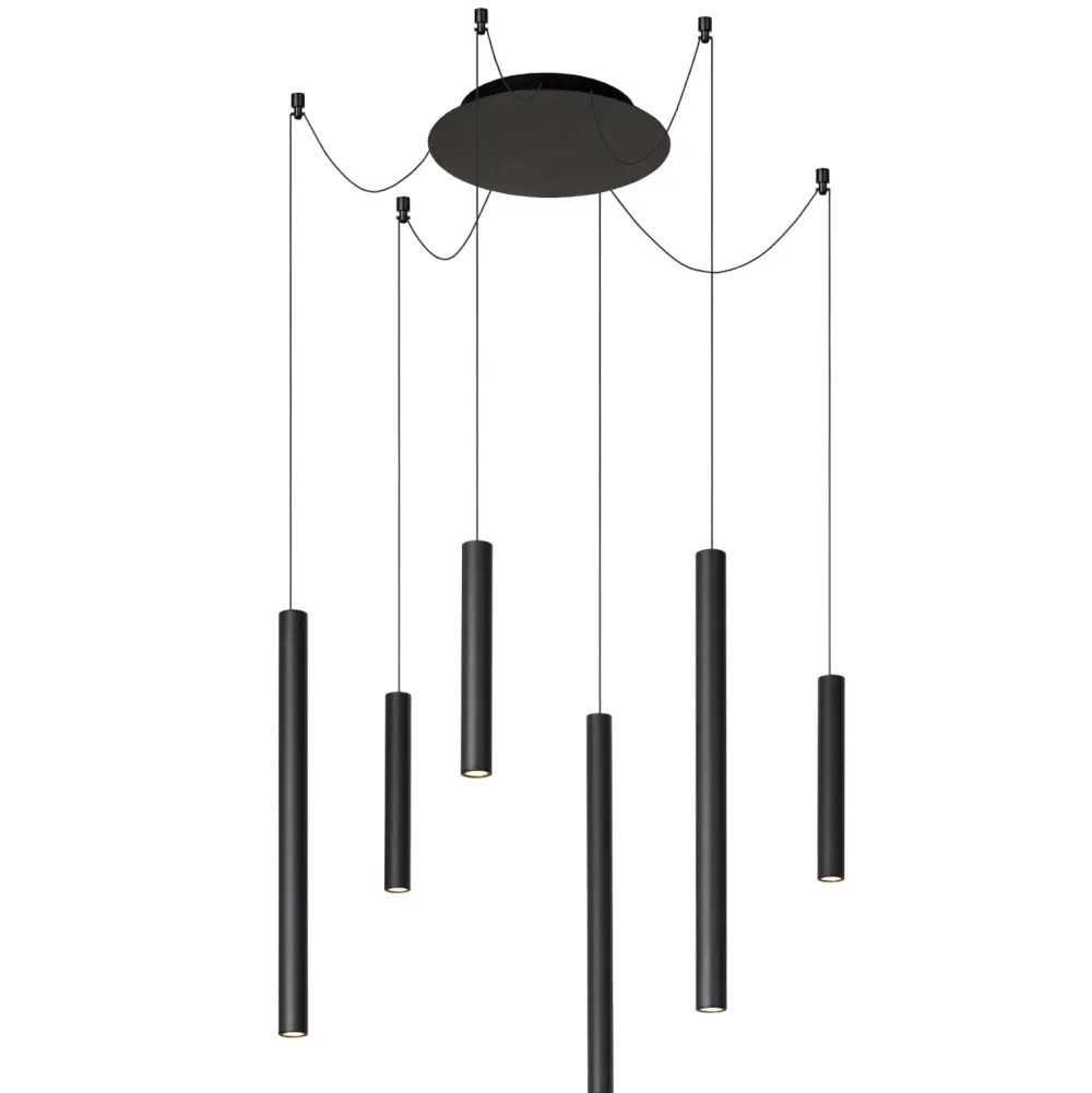 Lampadari Moderni-Selezionato da Mazzolaluce Lampadario moderno per tavolo soggiorno nero 6 luci led dimmerabile