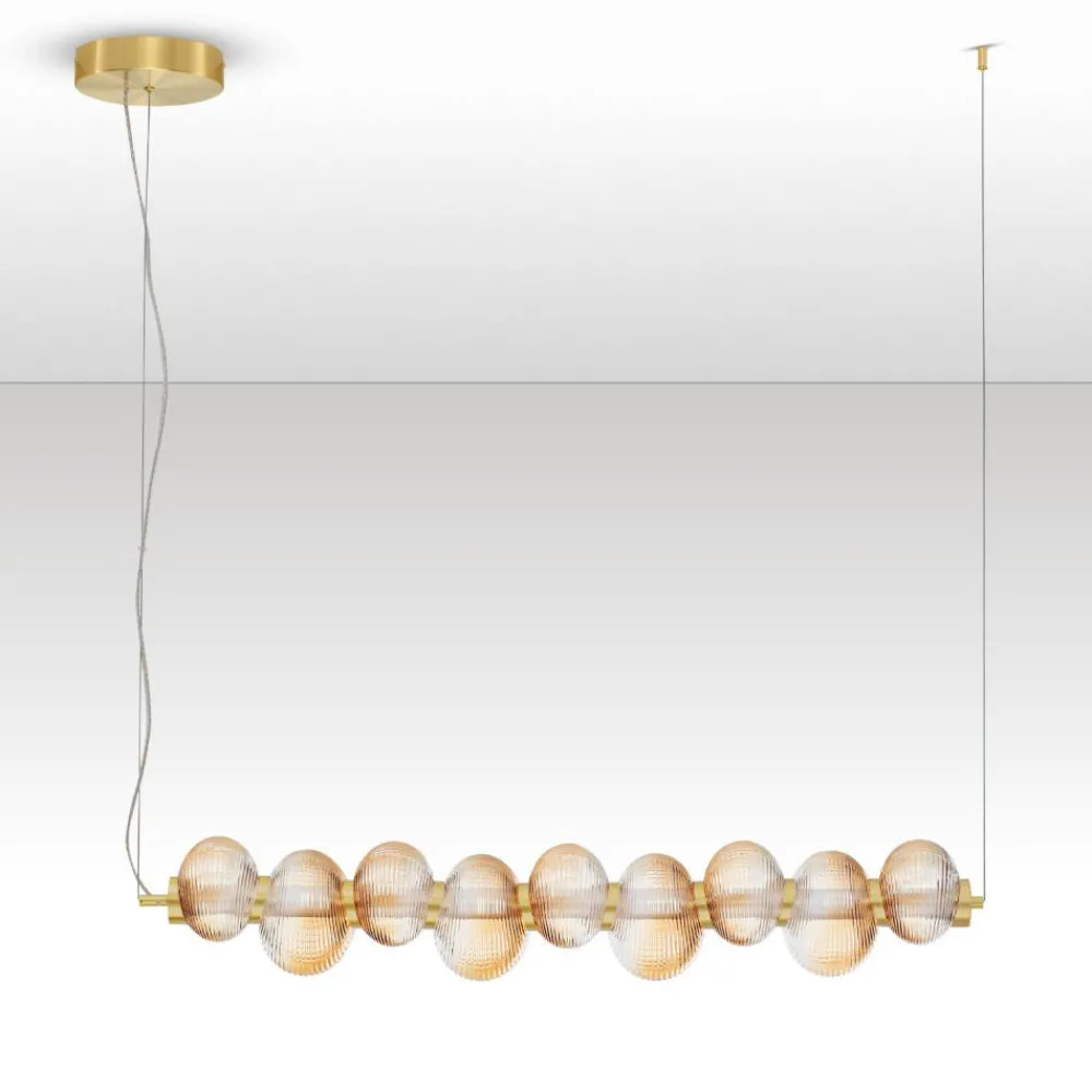 Lampadari Moderni-Selezionato da Mazzolaluce Lampadario moderno per tavolo da pranzo vetro ambra led 3000k