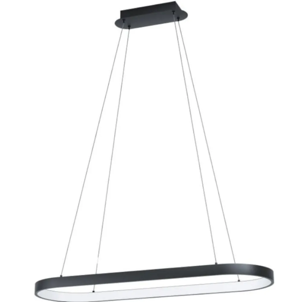 Lampadari Moderni-Eglo Lampadario moderno per tavolo da pranzo nero ovale codriales
