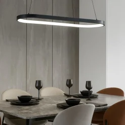 Lampadari Moderni-Eglo Lampadario moderno per tavolo da pranzo nero ovale codriales