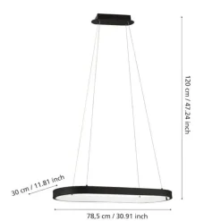 Lampadari Moderni-Eglo Lampadario moderno per tavolo da pranzo nero ovale codriales