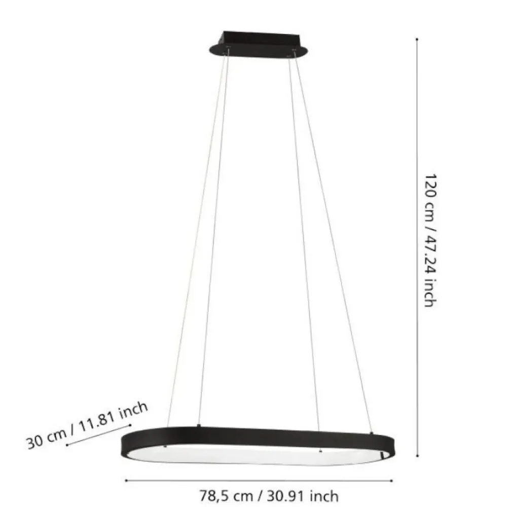 Lampadari Moderni-Eglo Lampadario moderno per tavolo da pranzo nero ovale codriales