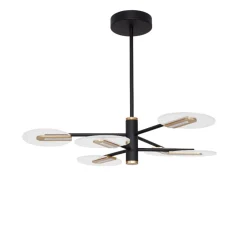 Lampadari Moderni-Selezionato da Mazzolaluce Lampadario moderno per tavolo da pranzo nero e oro led 3000k