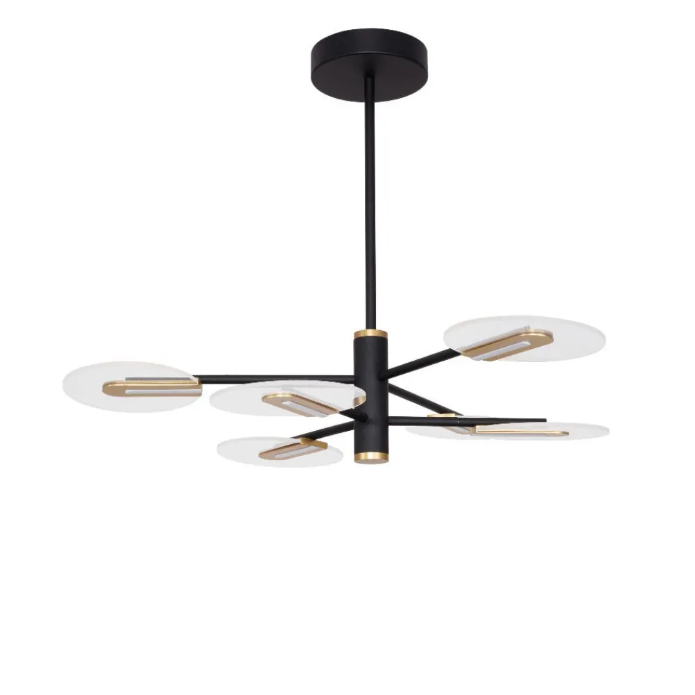Lampadari Moderni-Selezionato da Mazzolaluce Lampadario moderno per tavolo da pranzo nero e oro led 3000k