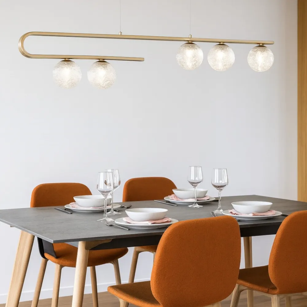 Lampadari Moderni-Selezionato da Mazzolaluce Lampadario moderno per tavolo da soggiorno oro sfere vetro