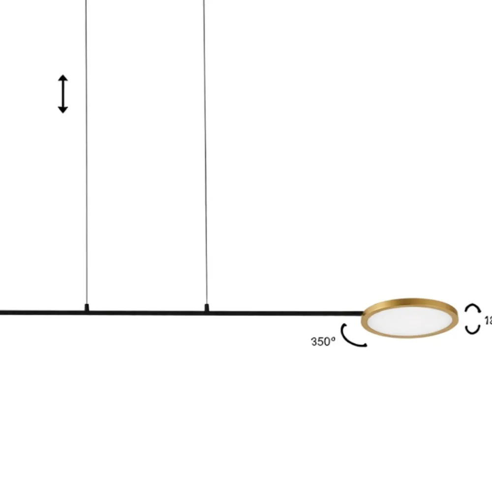 Lampadari Moderni-Selezionato da Mazzolaluce Lampadario moderno per tavolo da pranzo nero oro led 3000k luci orientabili