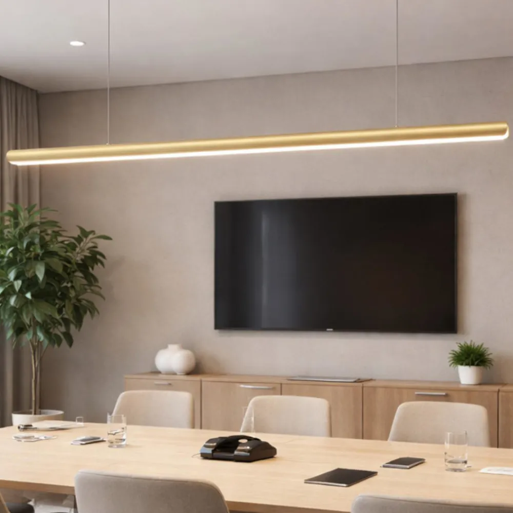 Lampadari Moderni-Ideal Lux Lampadario moderno per ufficio ottone led 3000k dorica