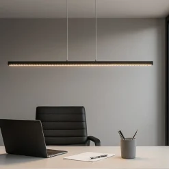 Lampadari Moderni-Selezionato da Mazzolaluce Lampadario moderno per ufficio minimalista nero led 3000k dimmerabile