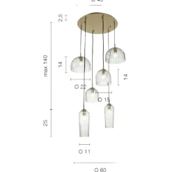 Lampadari Moderni-Ondaluce Lampadario moderno puck vetri trasparente metallo oro