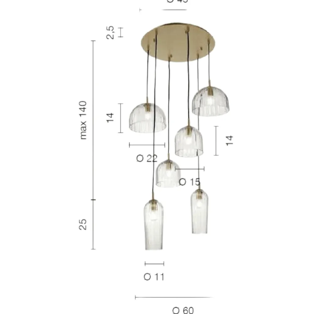 Lampadari Moderni-Ondaluce Lampadario moderno puck vetri trasparente metallo oro