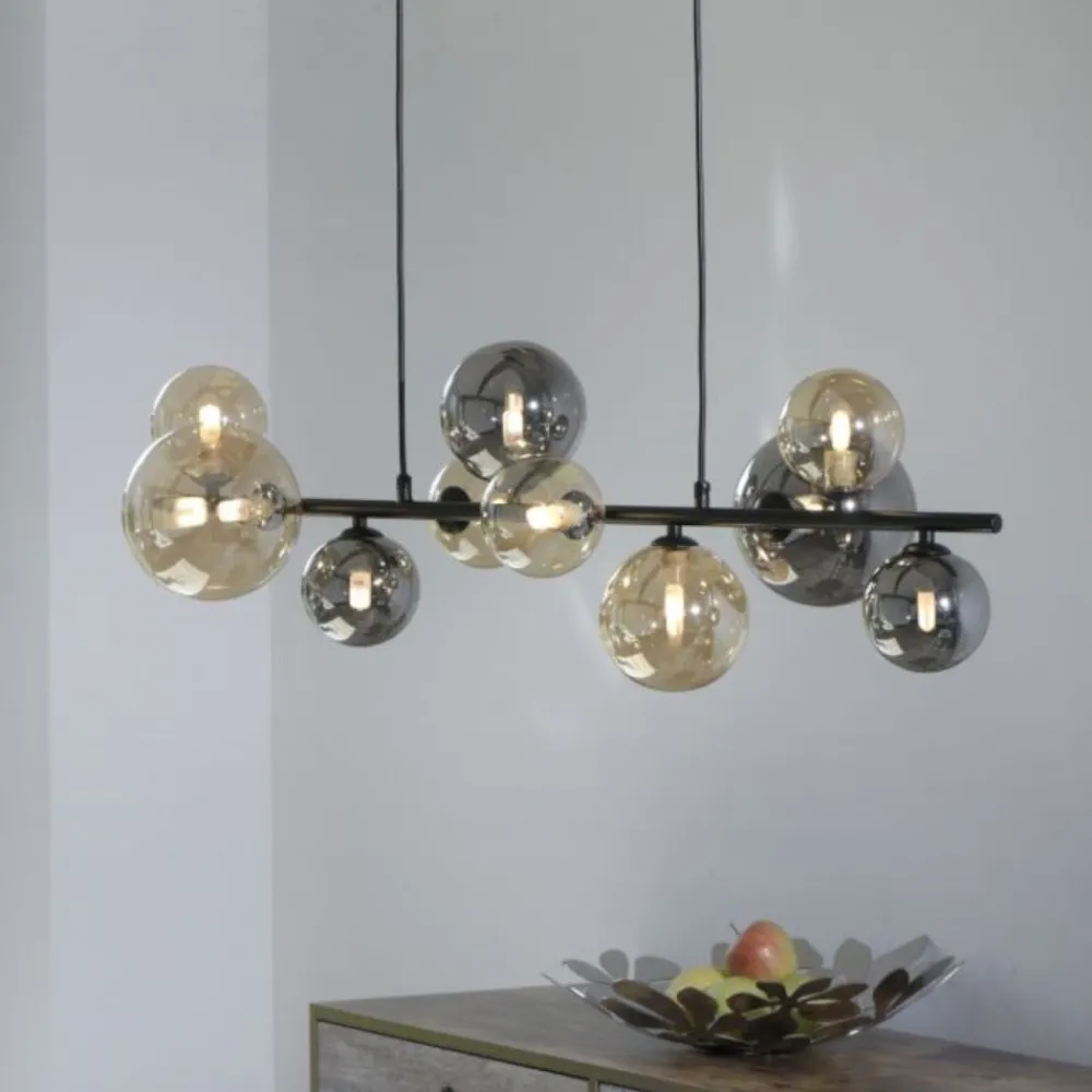 Lampadari Moderni-Selezionato da Mazzolaluce Lampadario moderno sfere di vetro fume ambra per soggiorno
