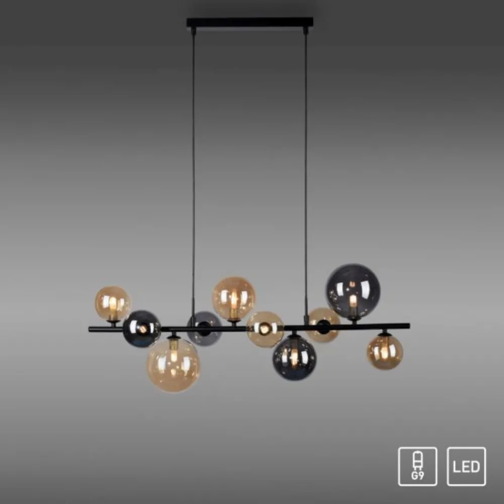 Lampadari Moderni-Selezionato da Mazzolaluce Lampadario moderno sfere di vetro fume ambra per soggiorno