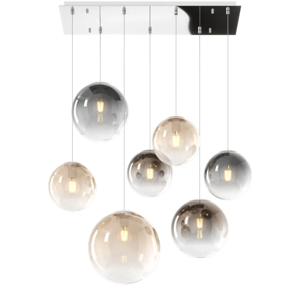 Lampadari Moderni-Top Light Lampadario moderno sfere di vetro ambra fume sospese per tavolo soggiorno
